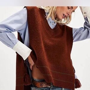 Free People all star stripes Brown Sweater Vest